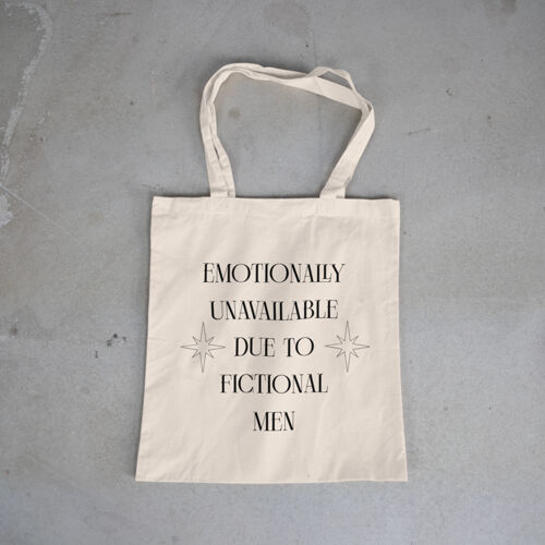 Emotionally Unavailable Due To Fictional Men Tote Bag Thumbnail